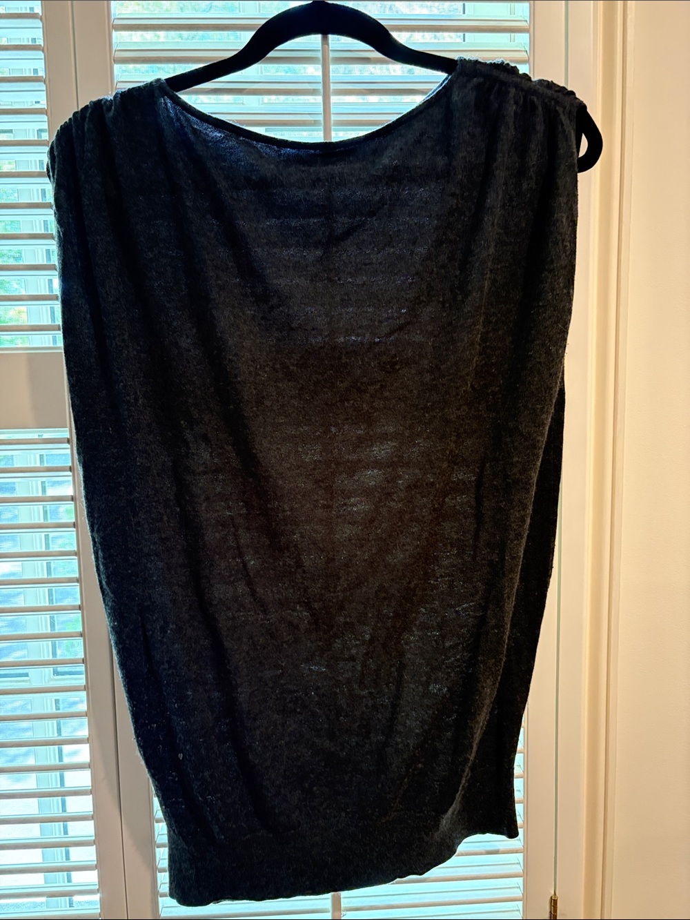 Scoop Charcoal Gray Lightweight Silk and Cashmere Knit Tunic Top